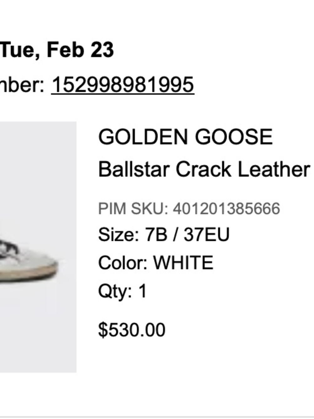 Golden Goose White Leather Ball Star Sneaker with Black Star & Silver Heel - Picture 3 of 9